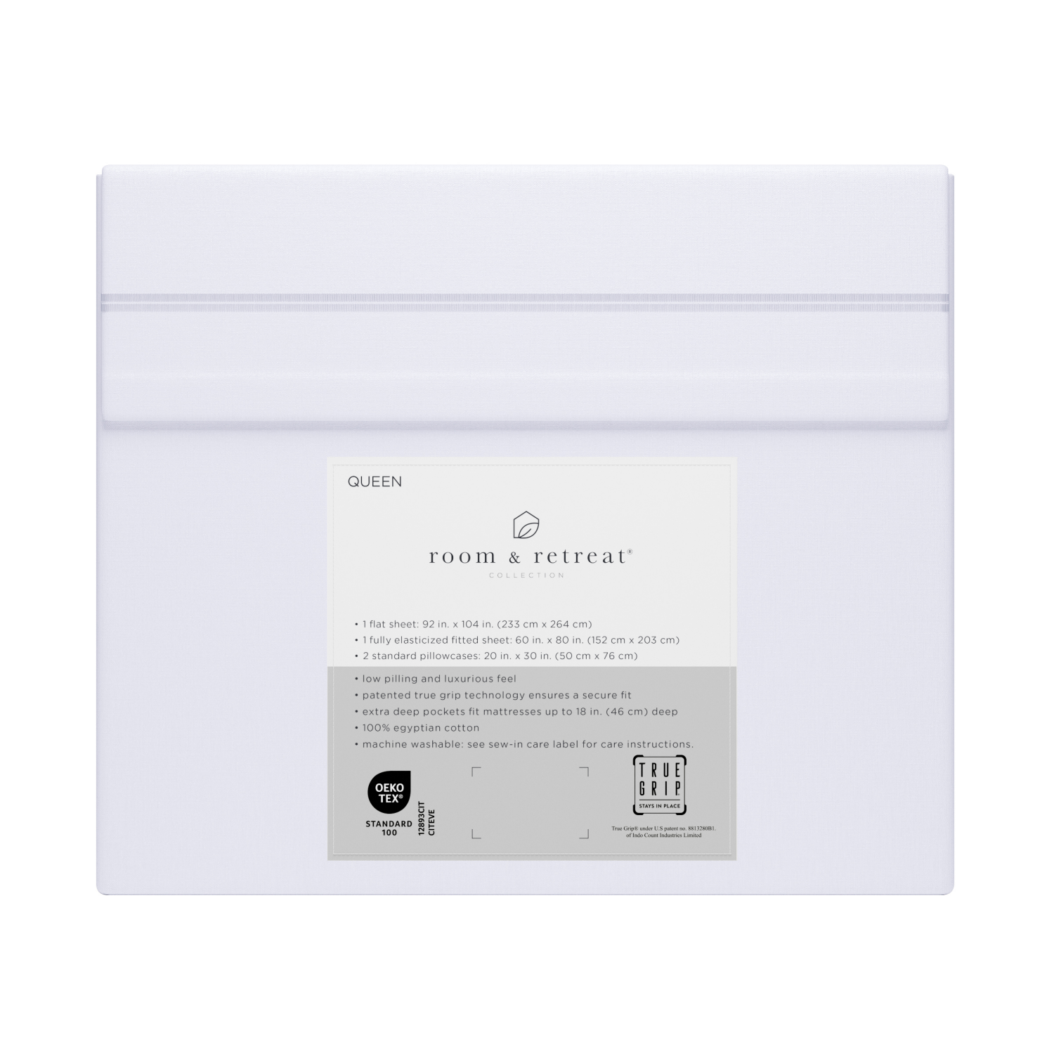 slide 3 of 4, ROOM & RETREAT RR 600 Thread Counts Sheet Set, Queen, 4 pc set, Brilliant White, 4 ct