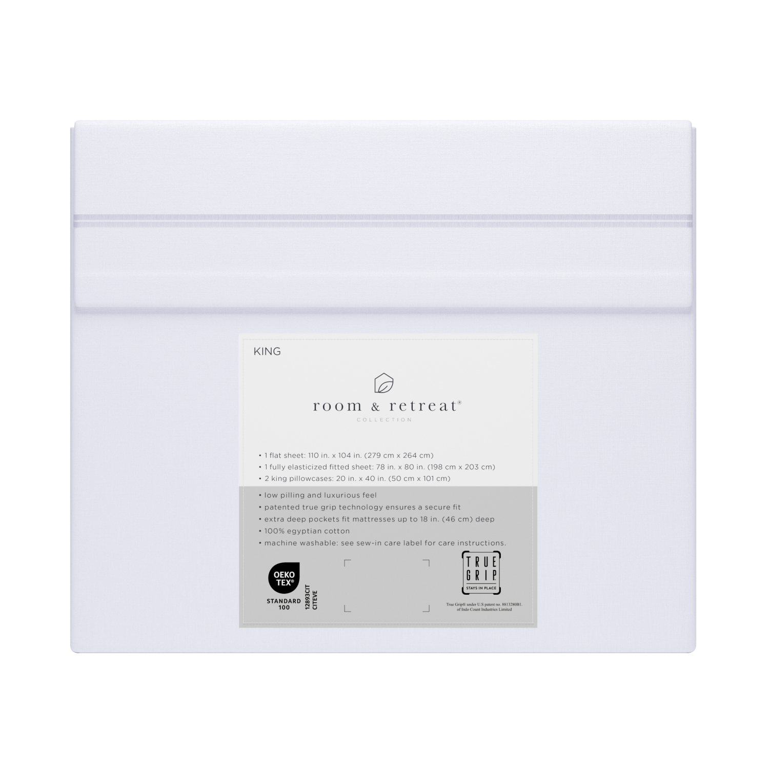 slide 3 of 4, ROOM & RETREAT RR 600 Thread Counts Sheet Set, King, 4 pc set, Brilliant White, 4 ct