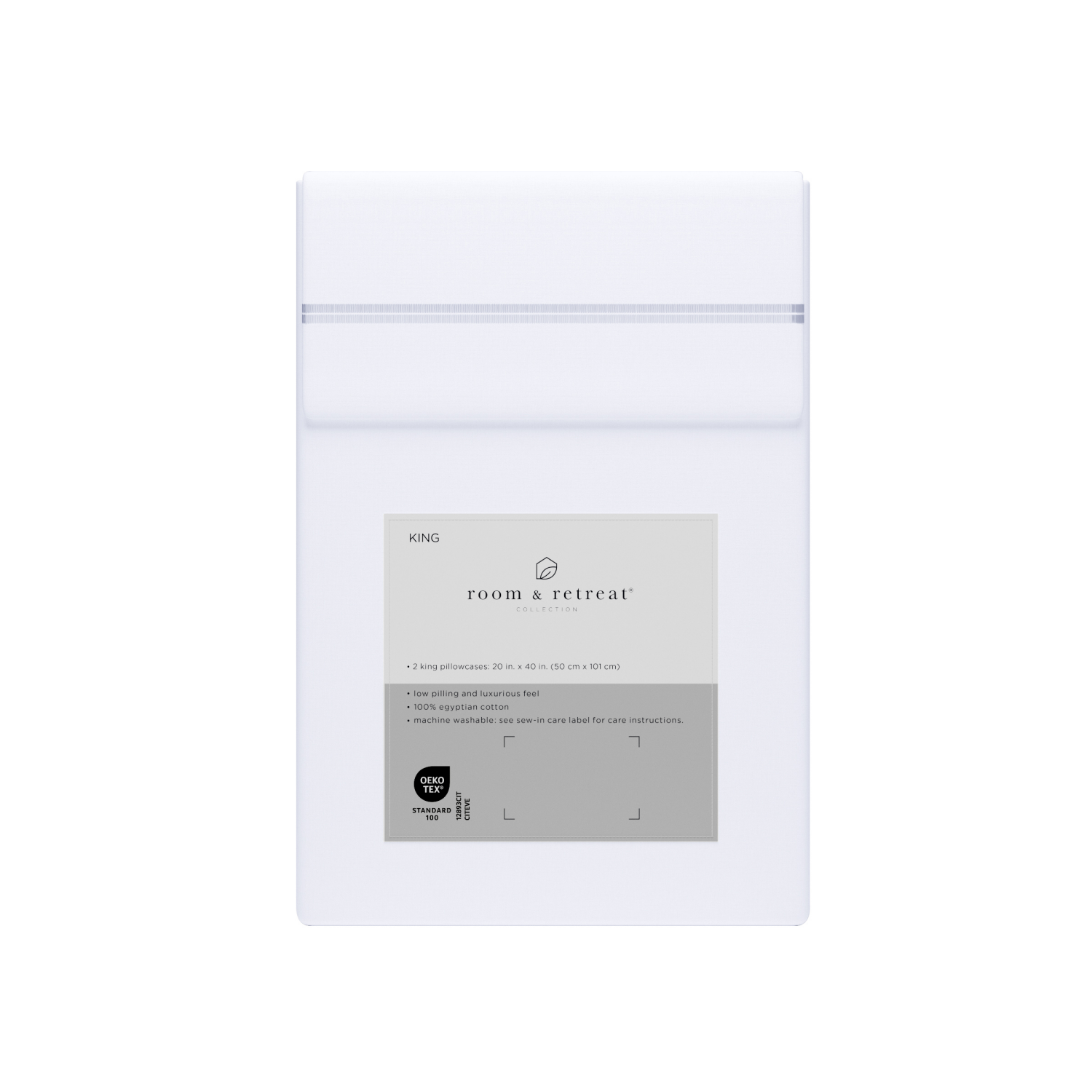 slide 3 of 4, ROOM & RETREAT RR 600 Thread Counts Pillowcase, King, 2 pc set, Brilliant White, 2 ct