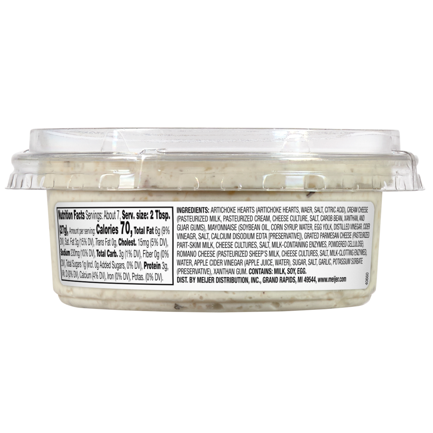 slide 2 of 3, Fresh from Meijer Artichoke, Parmesan & Romano Dip, 7 oz, 7 oz