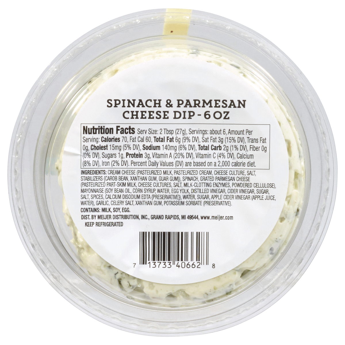 Fresh from Meijer Spinach & Parmesan Cheese Dip, 7 oz 7 oz | Shipt