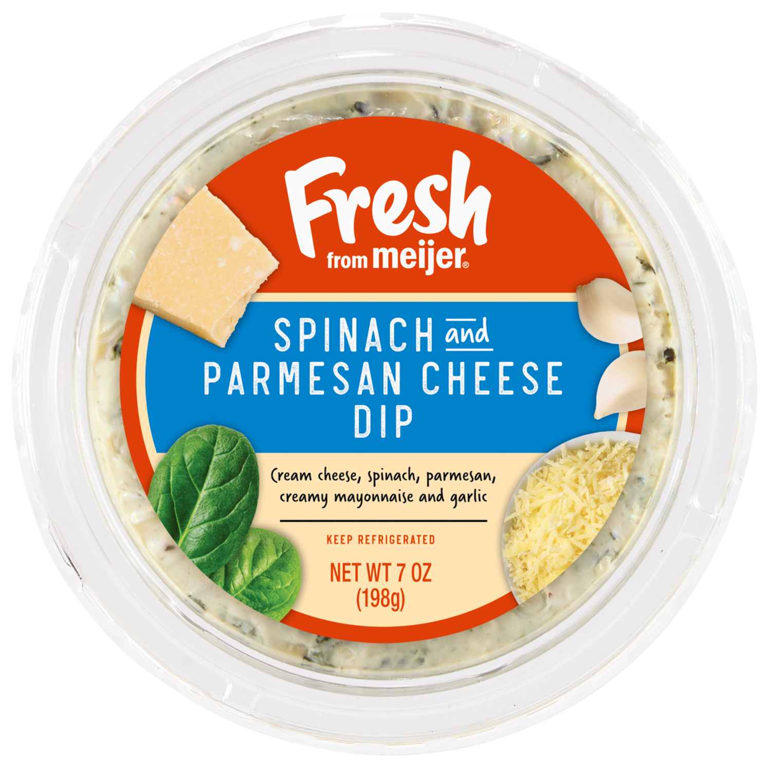slide 1 of 3, Fresh from Meijer Spinach & Parmesan Cheese Dip, 7 oz, 7 oz