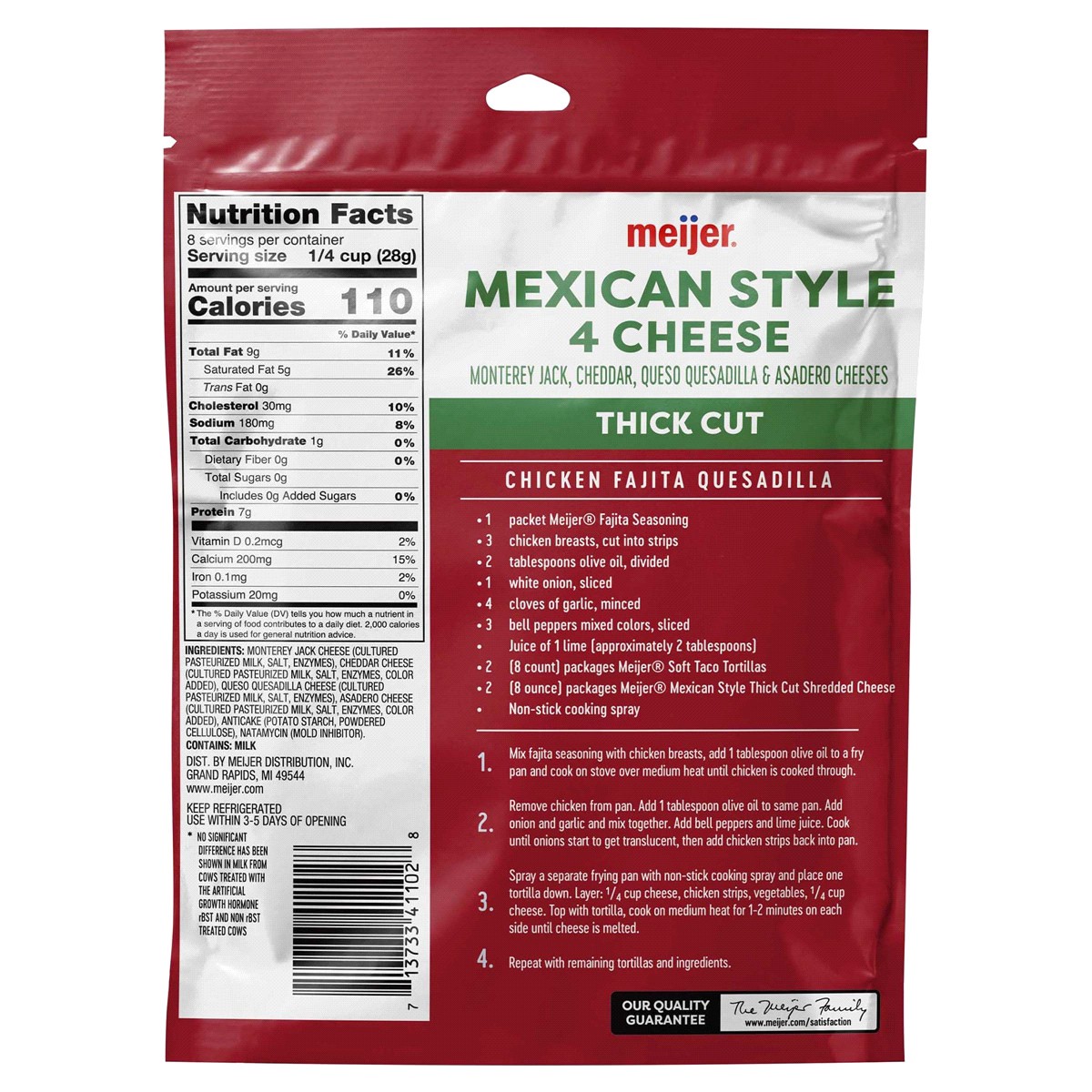 slide 2 of 2, Meijer Wide Cut Shredded Mexican Cheese, 8 oz