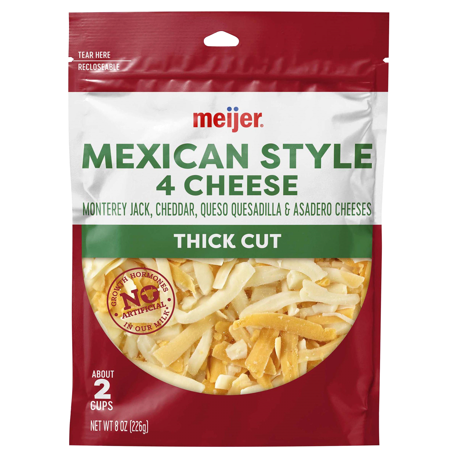 slide 1 of 2, Meijer Wide Cut Shredded Mexican Cheese, 8 oz