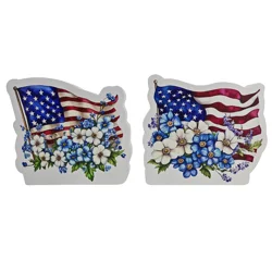 Meijer Corporate Seasonal Mcs Americana Wood Flag Tabletop 2ast