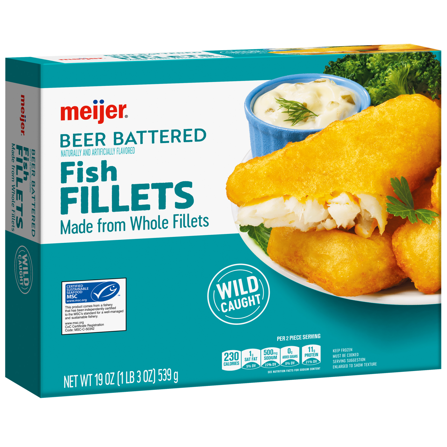 slide 4 of 5, Meijer Frozen Beer Battered Fish Fillet, 19 oz