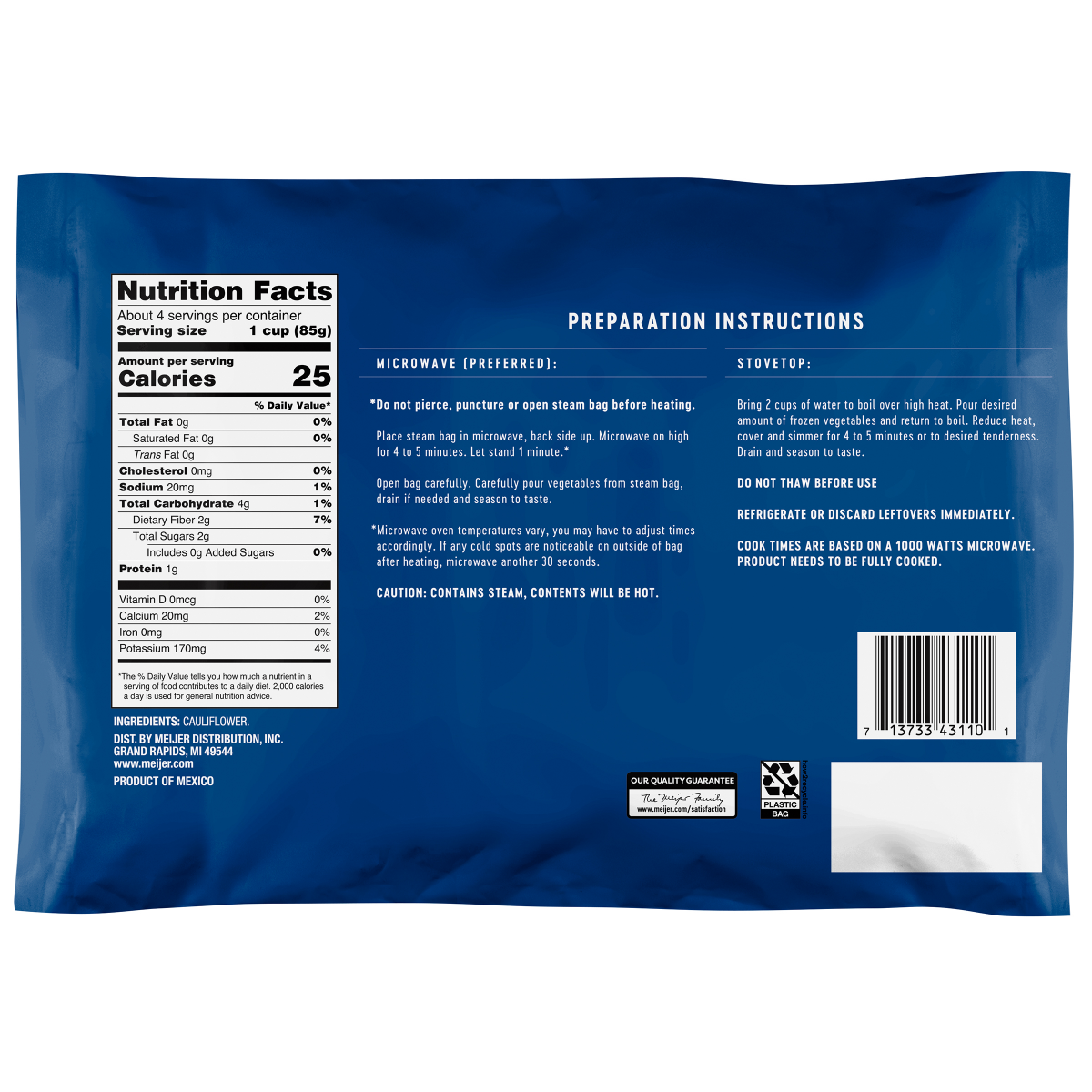 slide 2 of 2, Meijer Cauliflower Florets, 12 oz