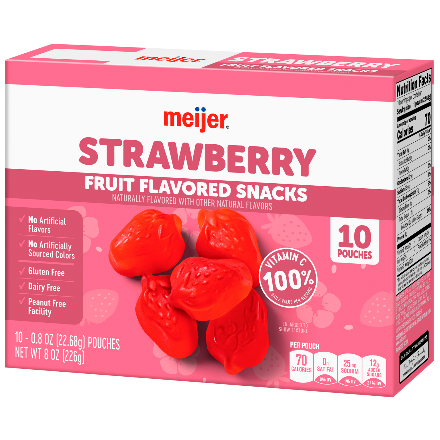 slide 7 of 8, Meijer Strawberry Fruit Snacks, 10 ct