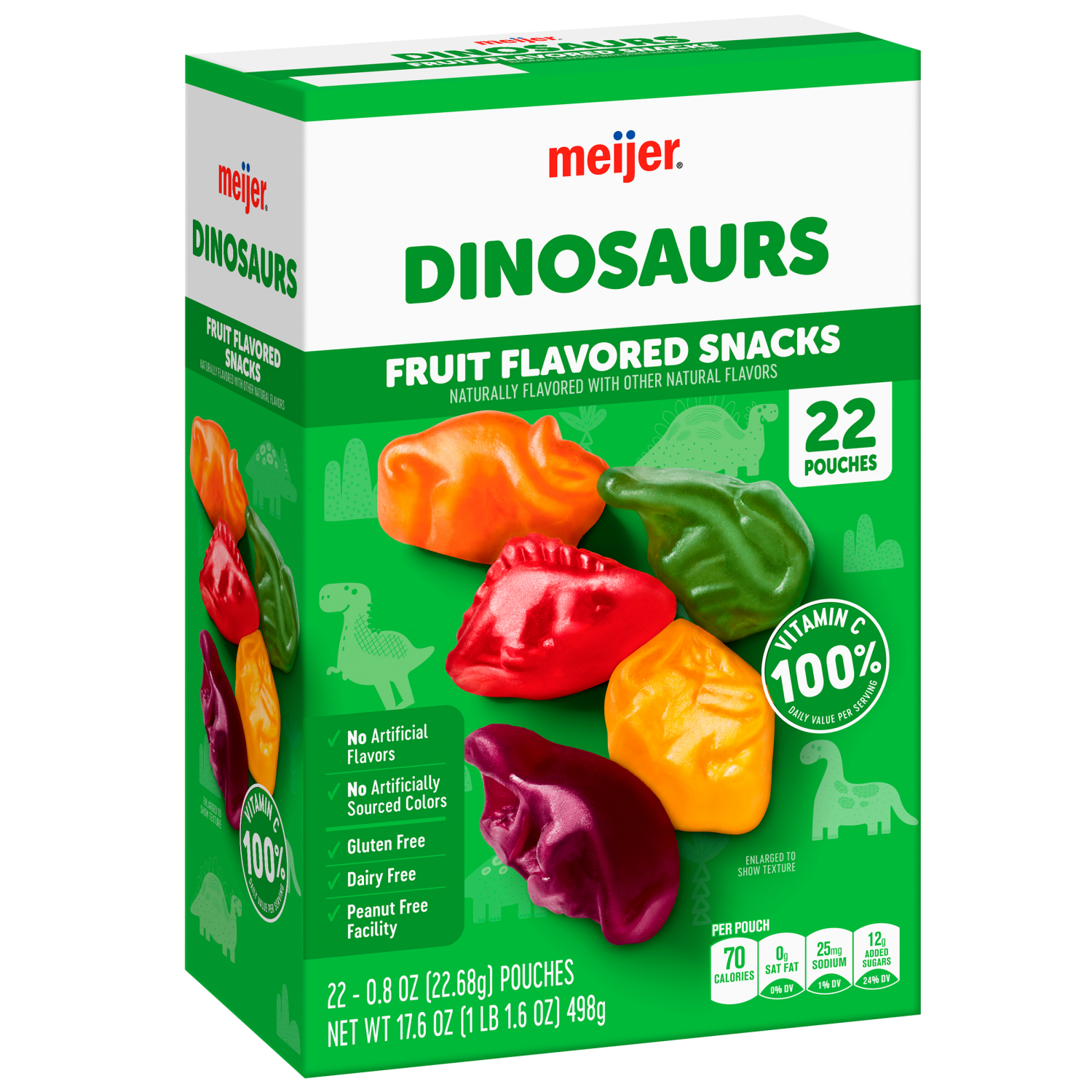 slide 4 of 5, Meijer Dinosaurs Fruit Snacks, 22 ct