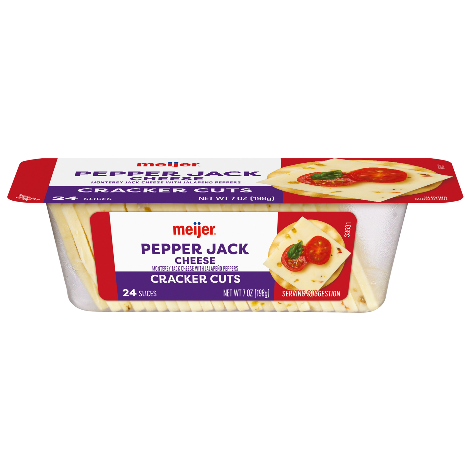 slide 1 of 2, Meijer Cracker Cut Pepper Jack Slices, 7 oz