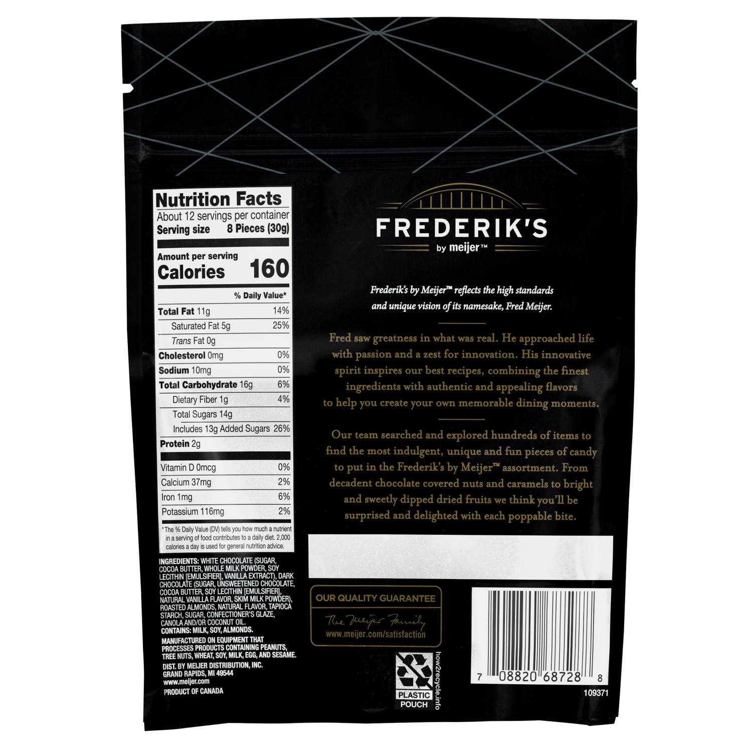 slide 2 of 2, Frederik's By Meijer Frederik's by Meijer Dark Chocolate Raspberry Almonds, 12.5 oz, 12.5 oz