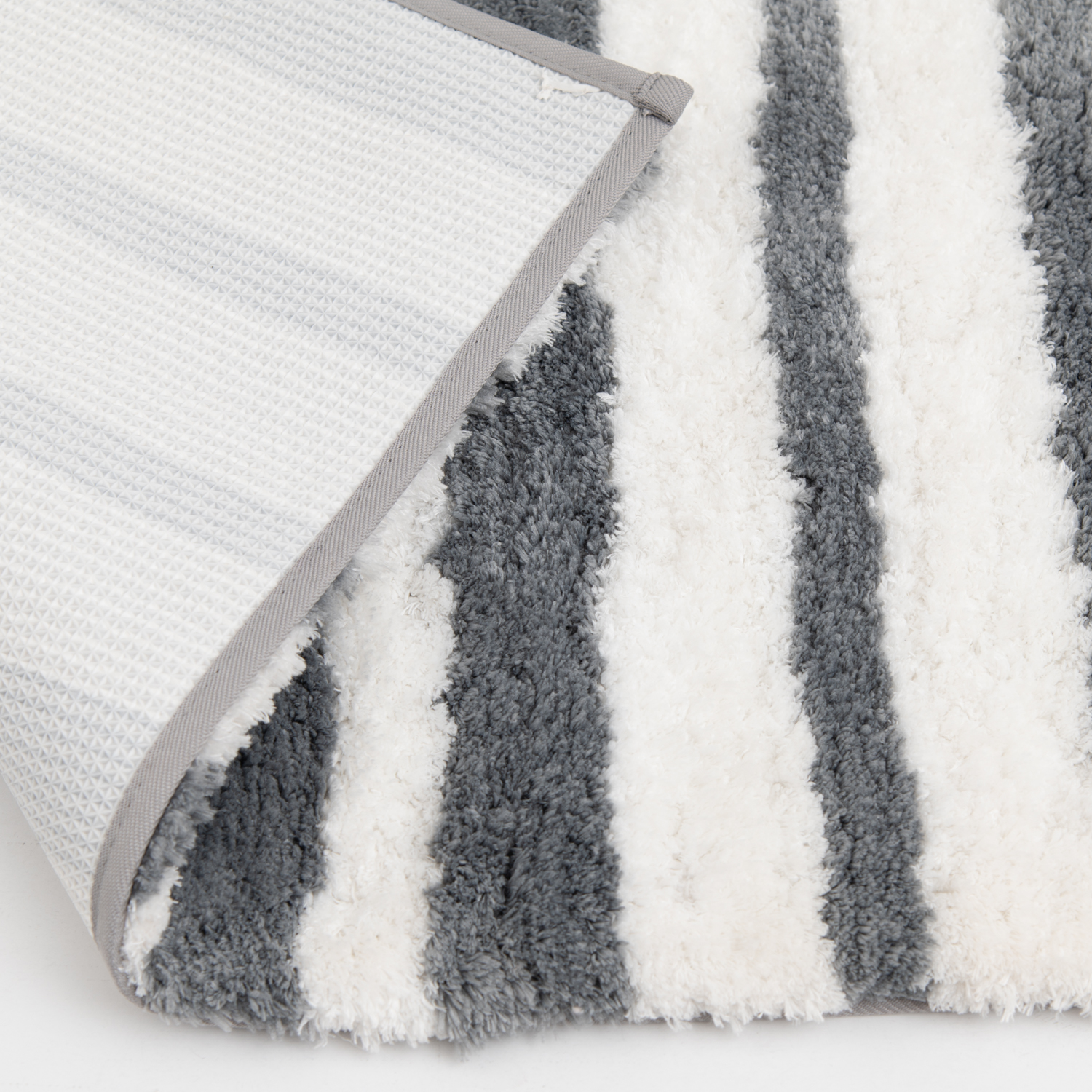 slide 6 of 6, R+R Striped Bathroom Rug, 20 in x 32 in, Grey, 1 ct