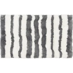 R+R Striped Bathroom Rug, 20 in x 32 in, Grey