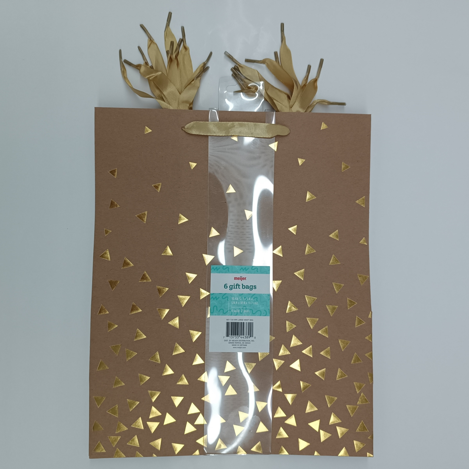 slide 1 of 1, Meijer Kraft Gift Bags, Assorted Styles, 6 ct