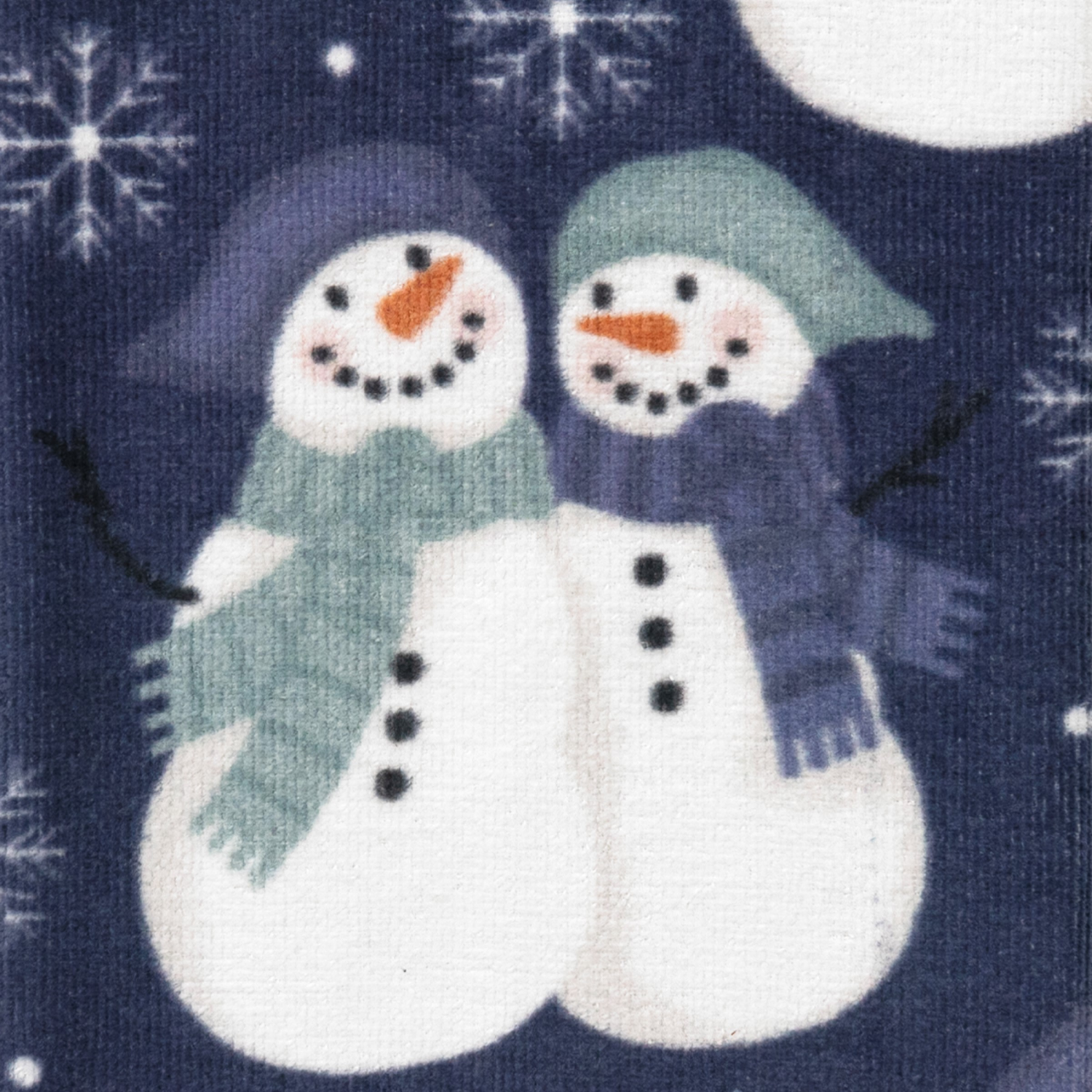 slide 2 of 2, December Home White Snowy Snowman Toss Blue Digital Print Velour Kitchen Towel, 16 In X 25 In, 1 ct