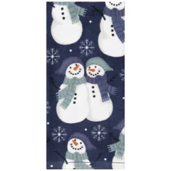 December Home White Snowy Snowman Toss Blue Digital Print Velour Kitchen Towel, 16 In X 25 In