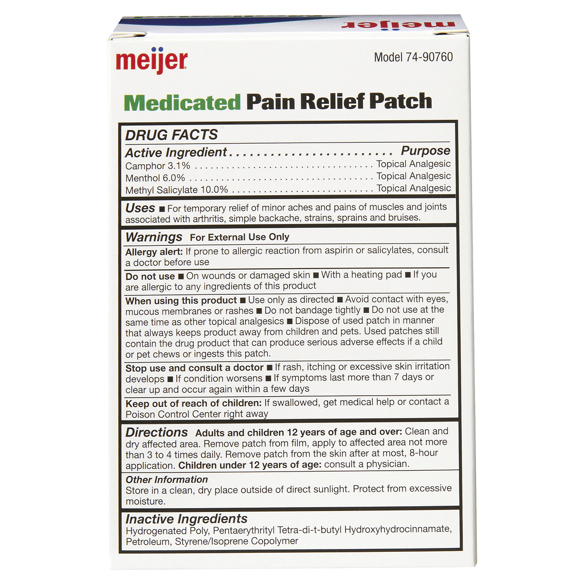 slide 3 of 4, Meijer Medicated Pain Relief Patch, 60 ct