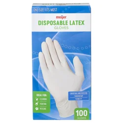 Meijer Disposable Latex Gloves, One Size, 100 Ct