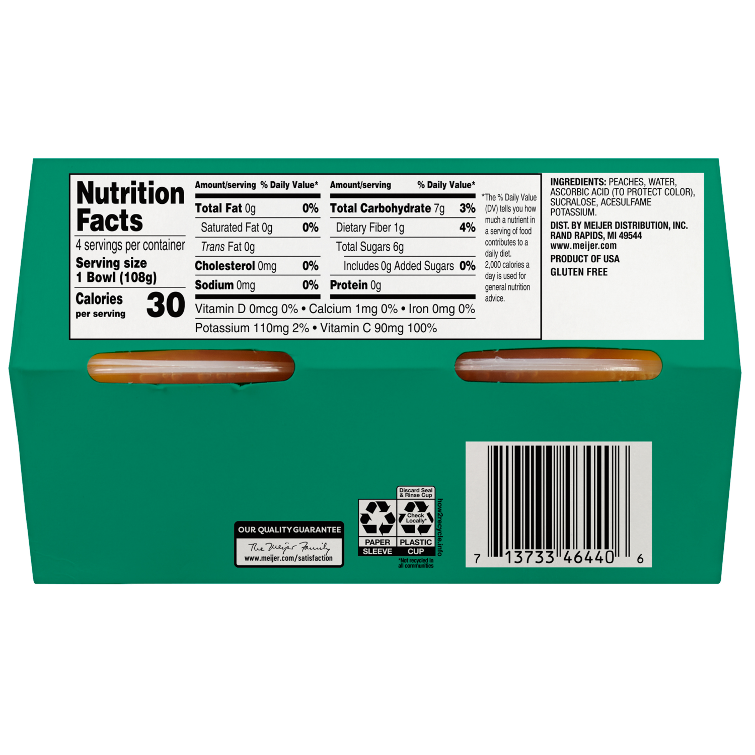 slide 2 of 2, Meijer No Sugar Added Diced Peaches, 4 ct