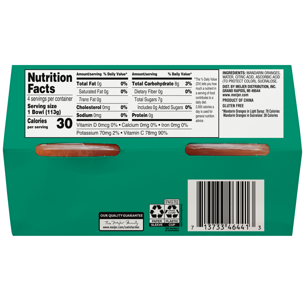 slide 2 of 2, Meijer No Sugar Added Mandarin Oranges, 4 ct