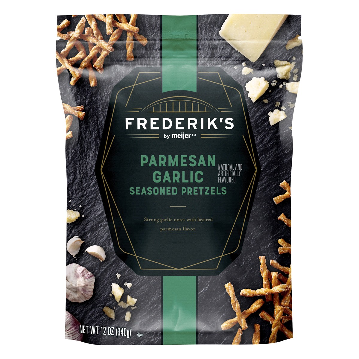 slide 1 of 5, FREDERIKS BY MEIJER Frederik's Seasoned Pretzel Twists Garlic Parm, 12 oz