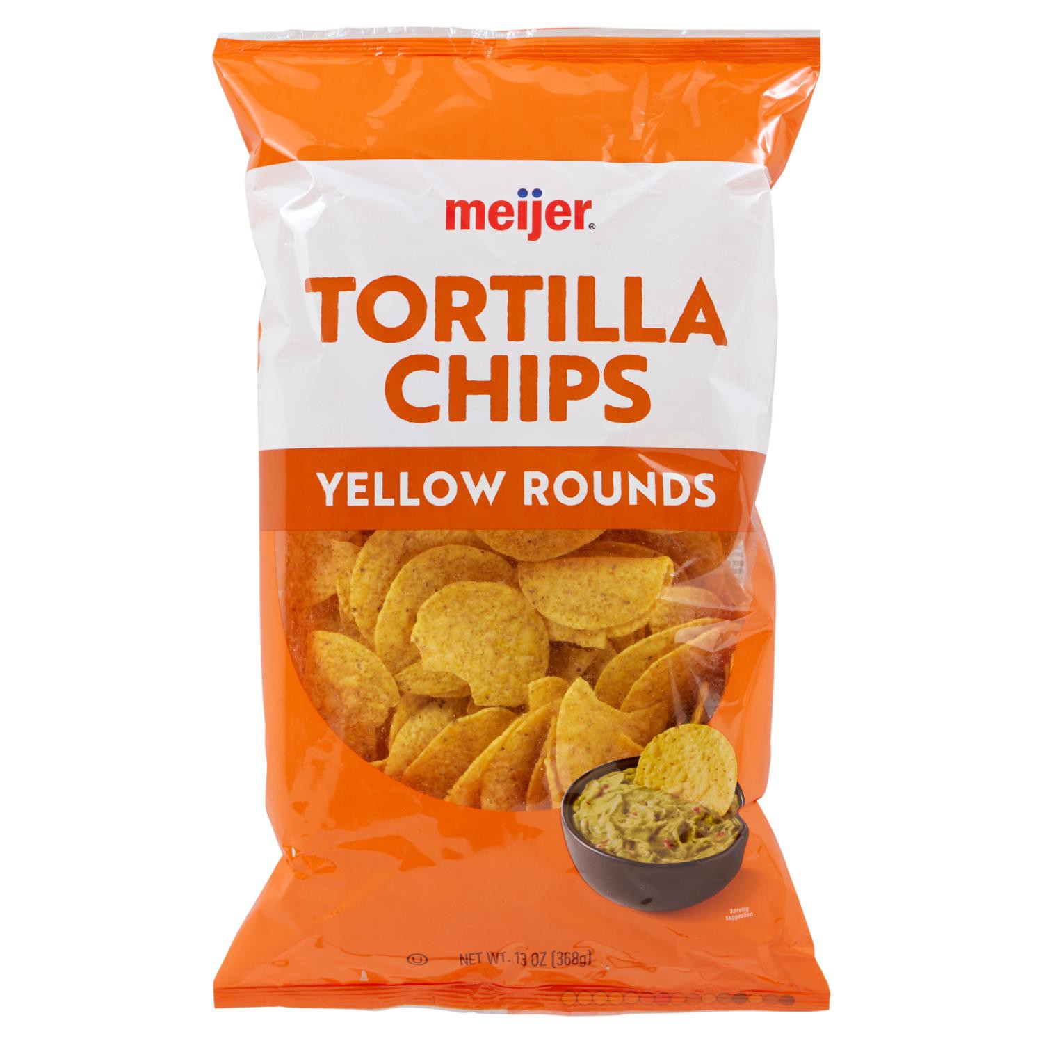 slide 1 of 2, Meijer Yellow Round Tortilla Chips, 13 Oz, 13 oz