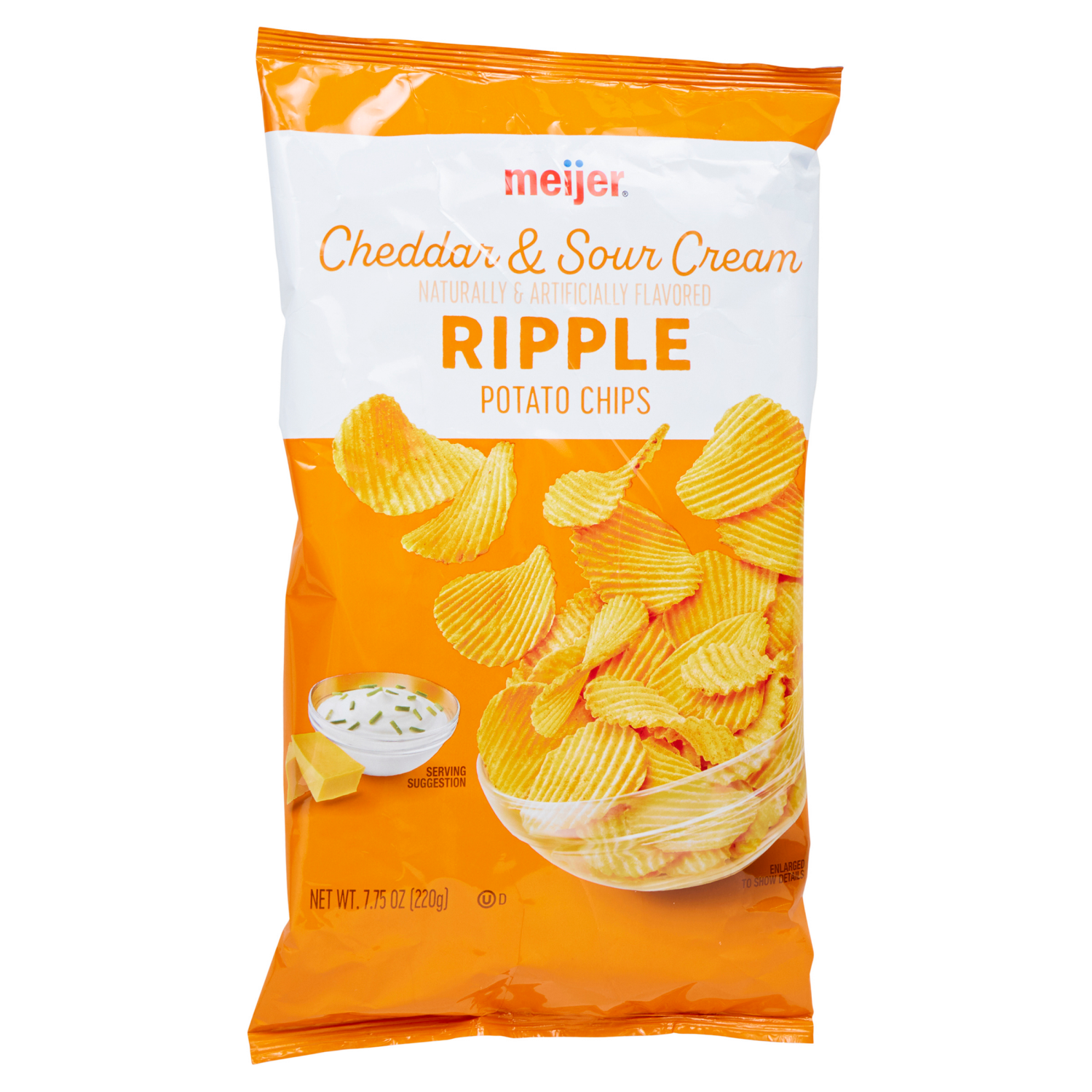 slide 5 of 6, Meijer Ripple Cheddar & Sour Cream Potato Chips, 7.75 oz