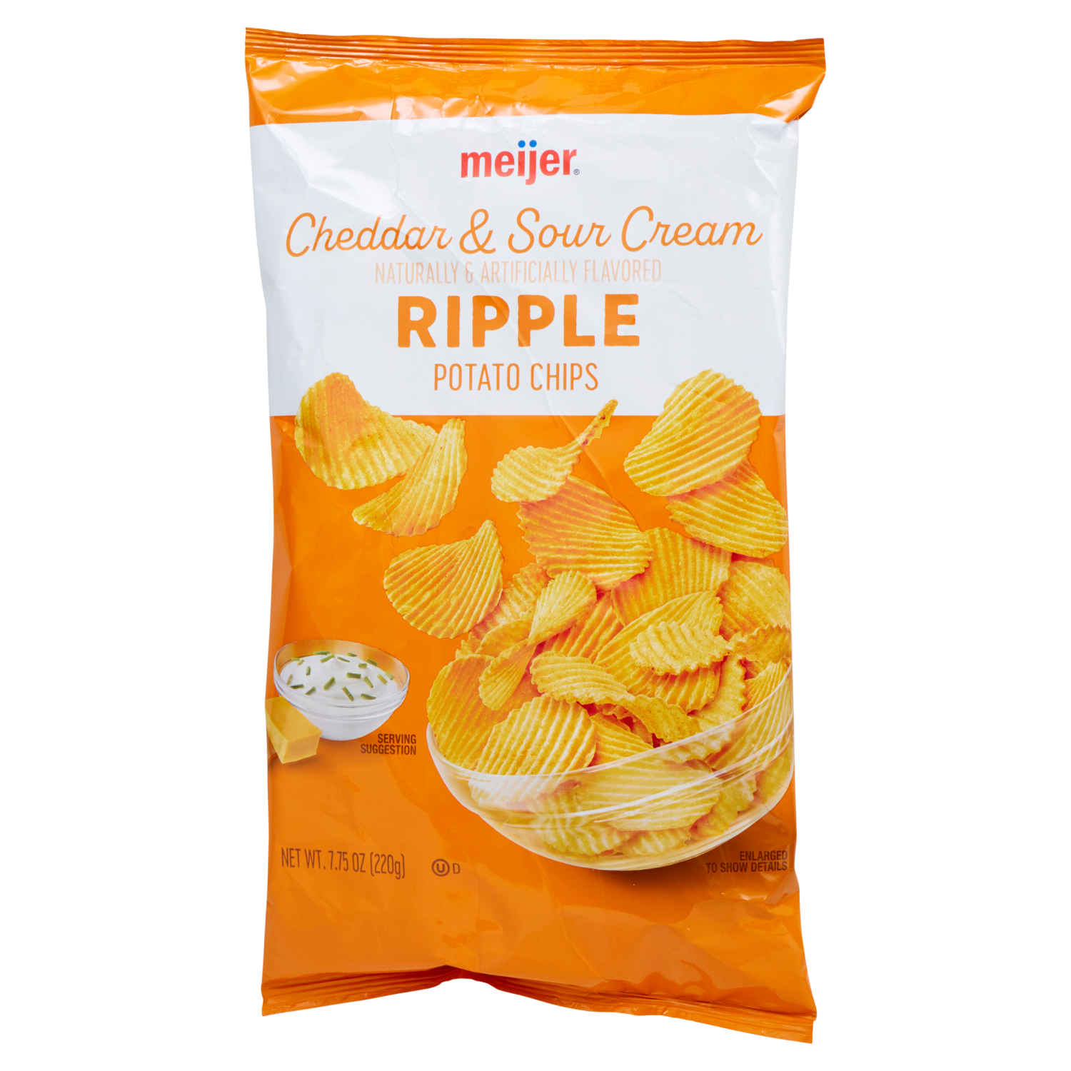slide 6 of 6, Meijer Ripple Cheddar & Sour Cream Potato Chips, 7.75 oz