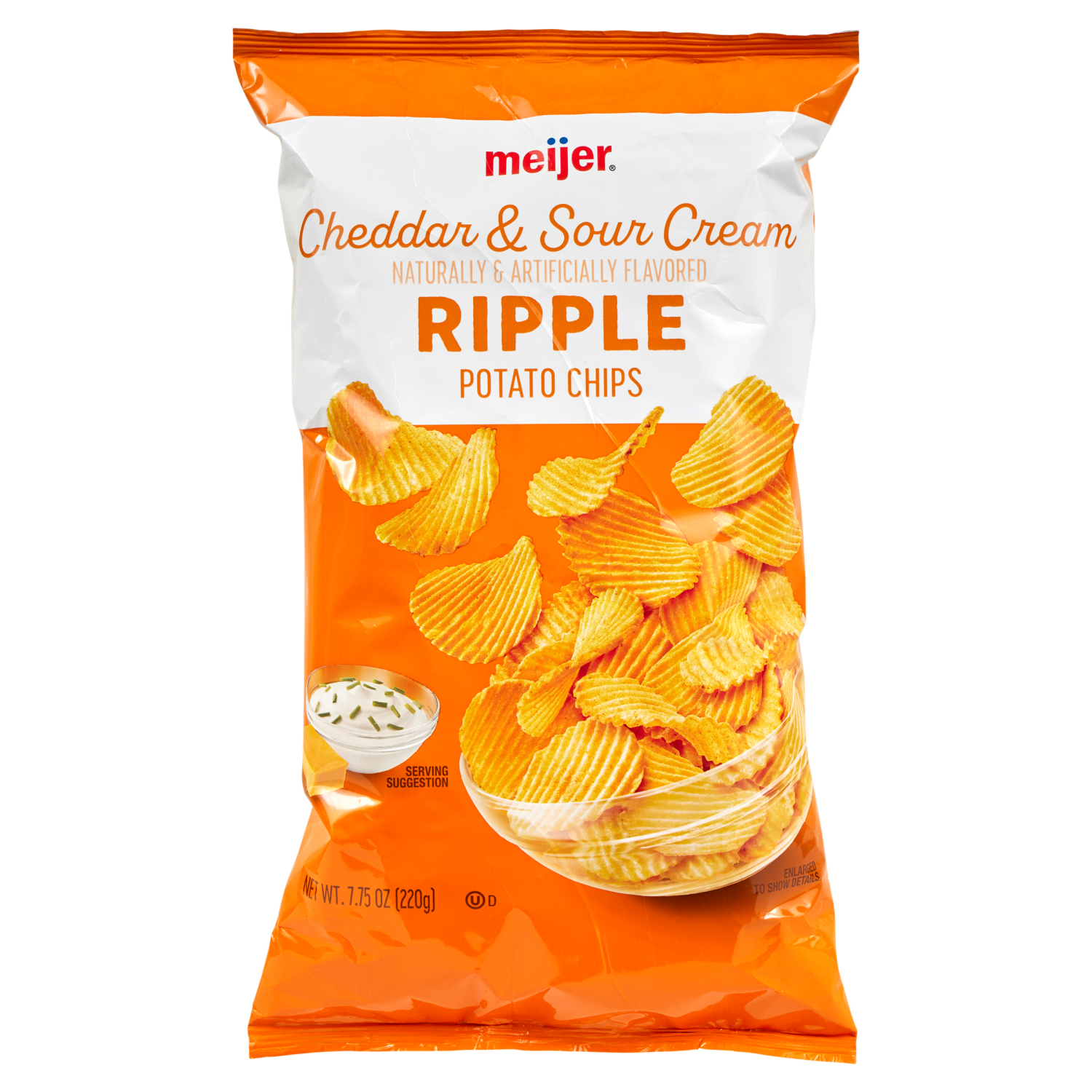 slide 1 of 6, Meijer Ripple Cheddar & Sour Cream Potato Chips, 7.75 oz