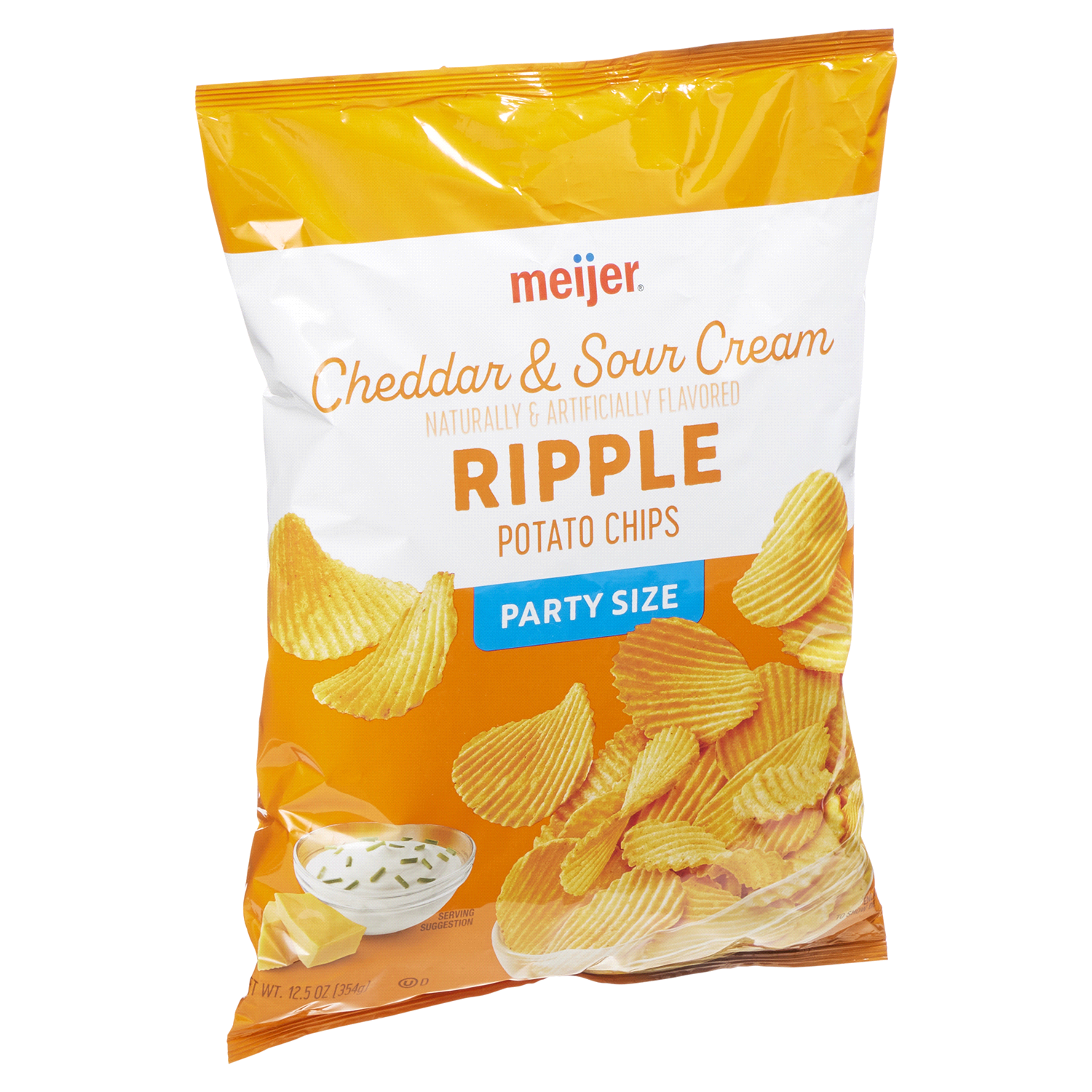 slide 4 of 5, Meijer Ripple Party Size Cheddar & Sour Cream Potato Chips, 12.5 oz