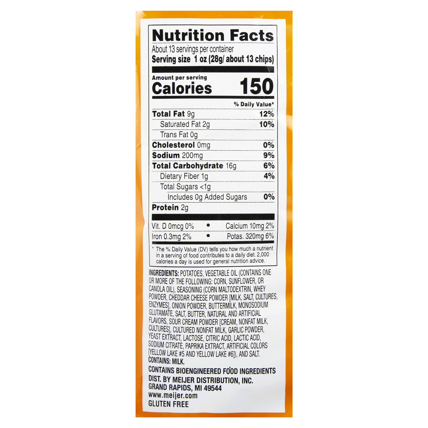 slide 5 of 5, Meijer Ripple Party Size Cheddar & Sour Cream Potato Chips, 12.5 oz