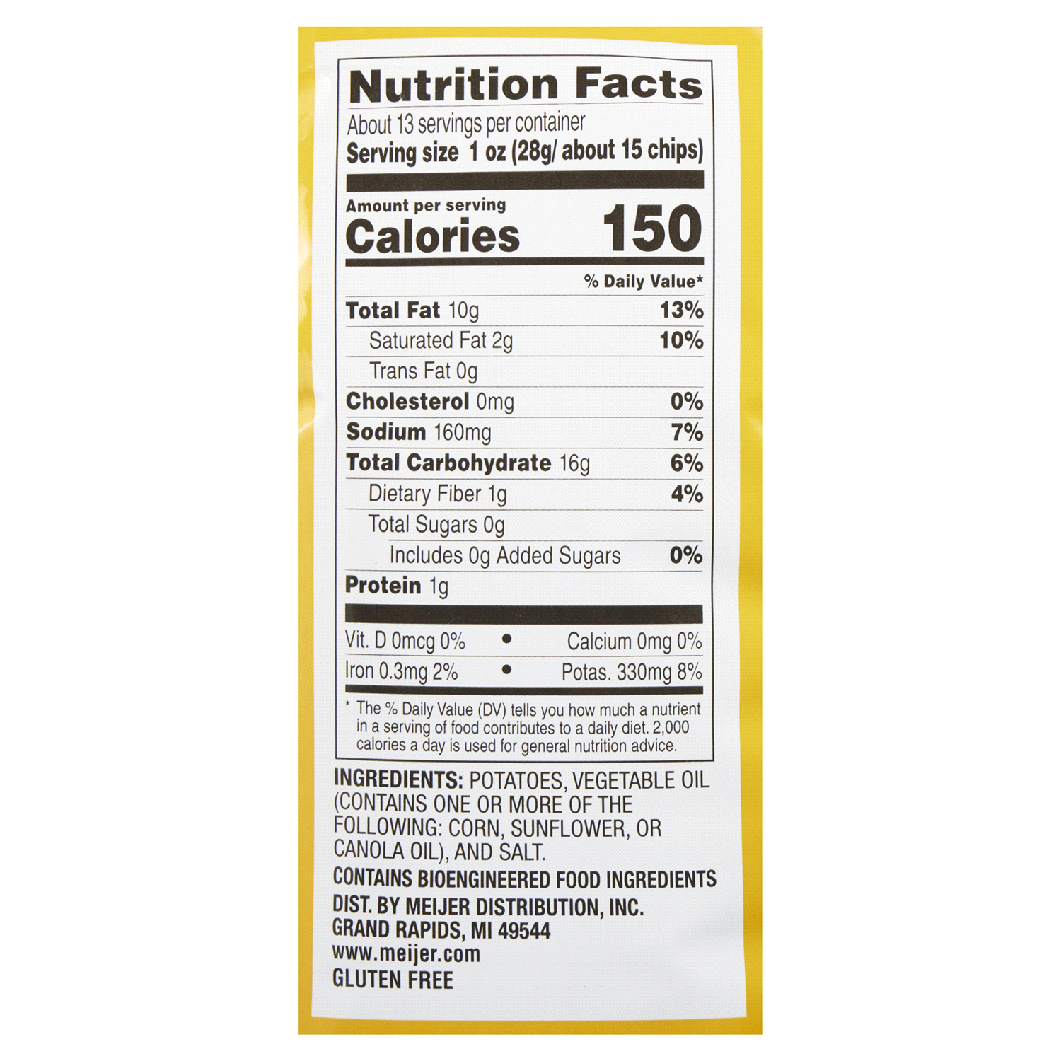 slide 5 of 5, Meijer Potato Chip Party Size Original, 12.5 oz