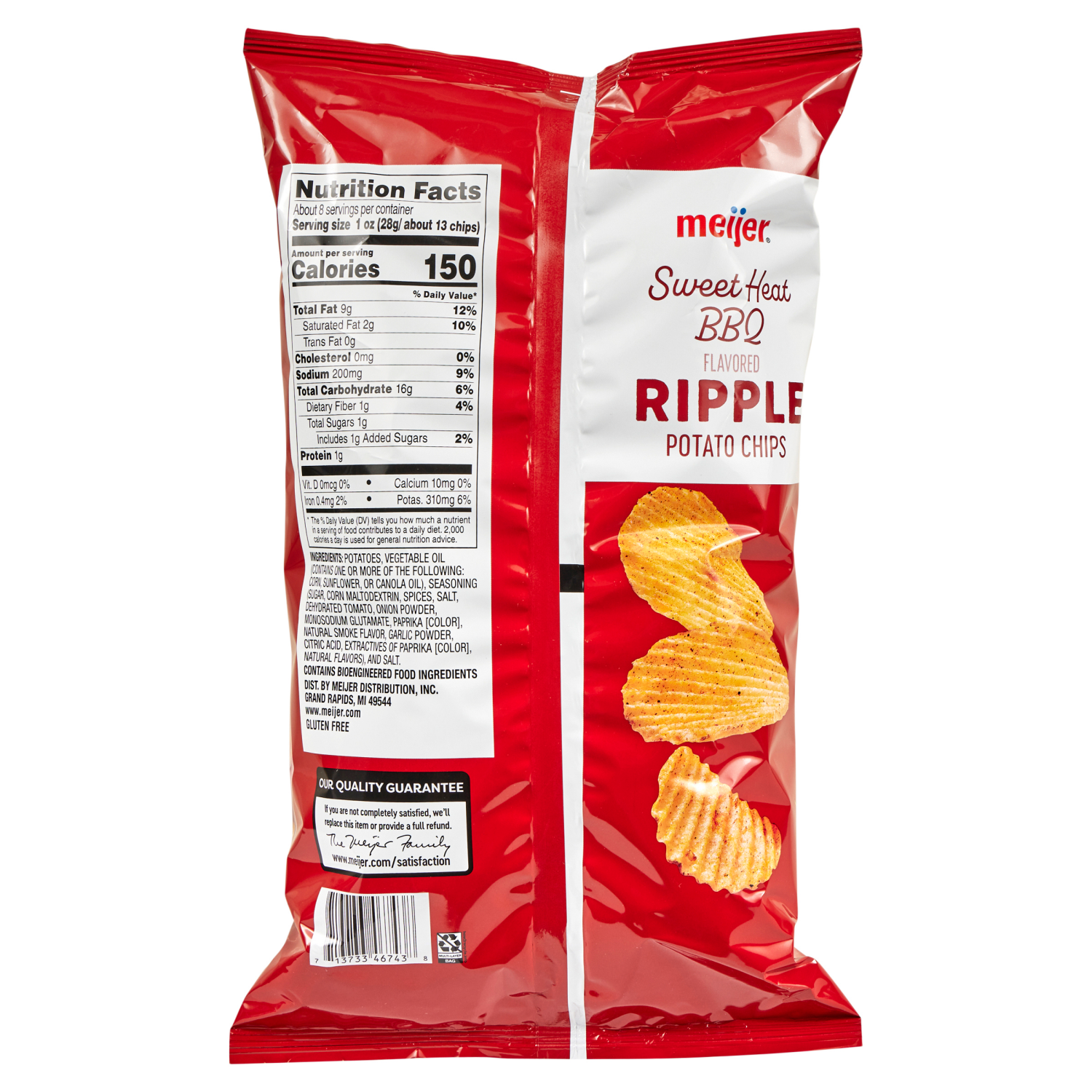 slide 2 of 6, Meijer Ripple Sweet Heat BBQ Potato Chips, 7.75 oz, 7.75 oz