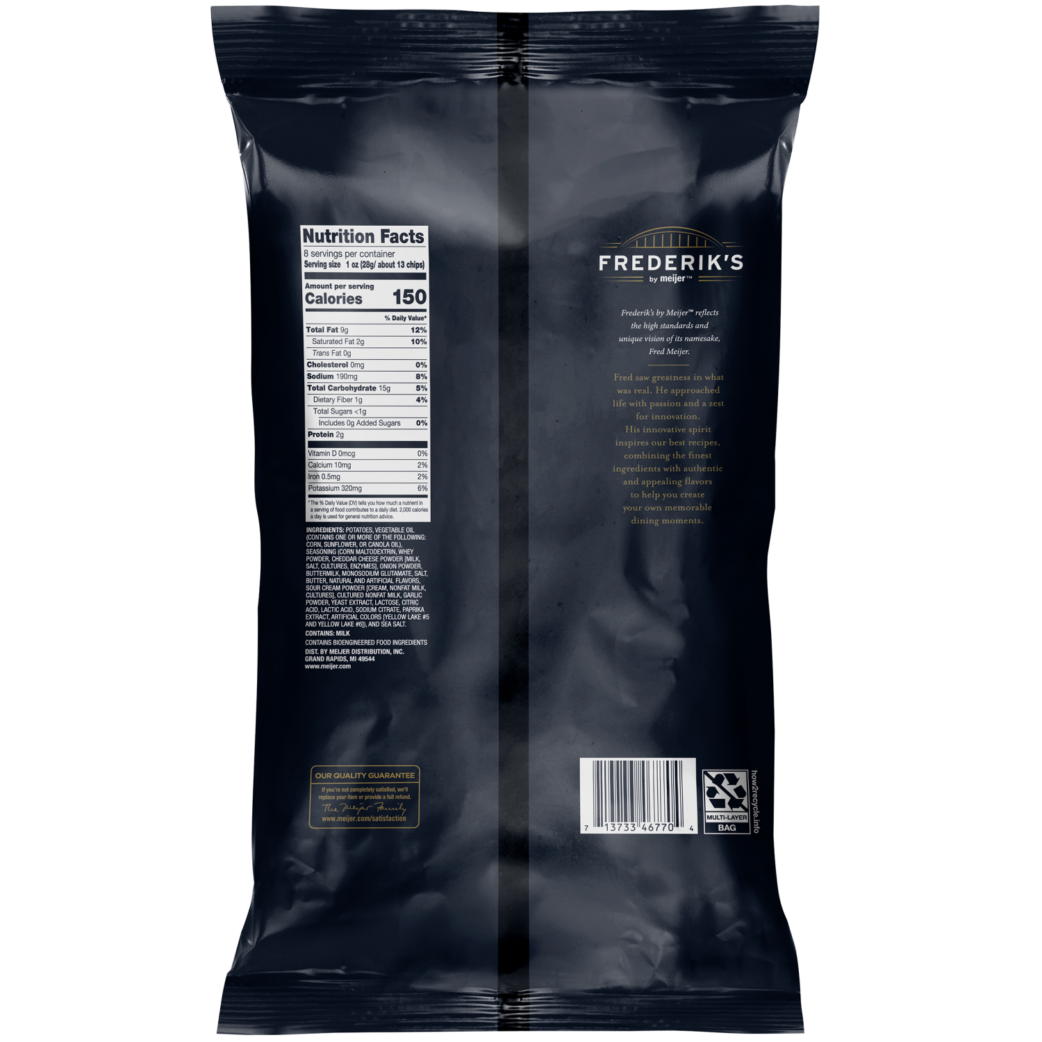 slide 2 of 2, FREDERIKS BY MEIJER Frederik's by Meijer Cheddar & Sour Cream Kettle Chips, 8 oz