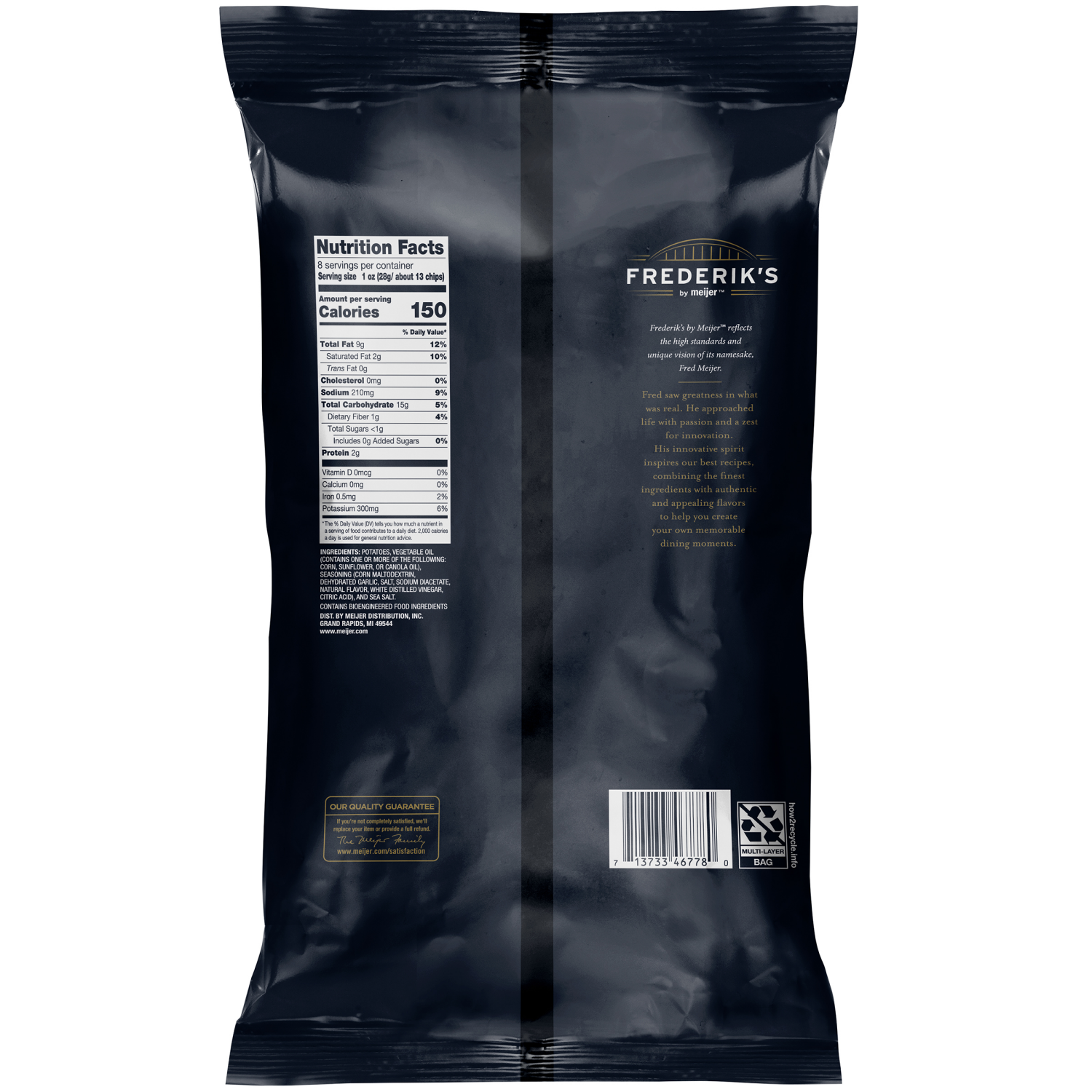 slide 2 of 2, FREDERIKS BY MEIJER Frederik's by Meijer Crinkle Kettle Chips Dill Pickle, 8 oz