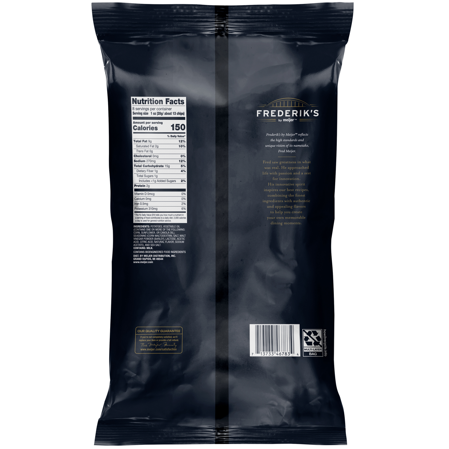 slide 2 of 2, FREDERIKS BY MEIJER Frederik's by Meijer Crinkle Kettle Chips Sea Salt & Malt Vinegar, 8 oz