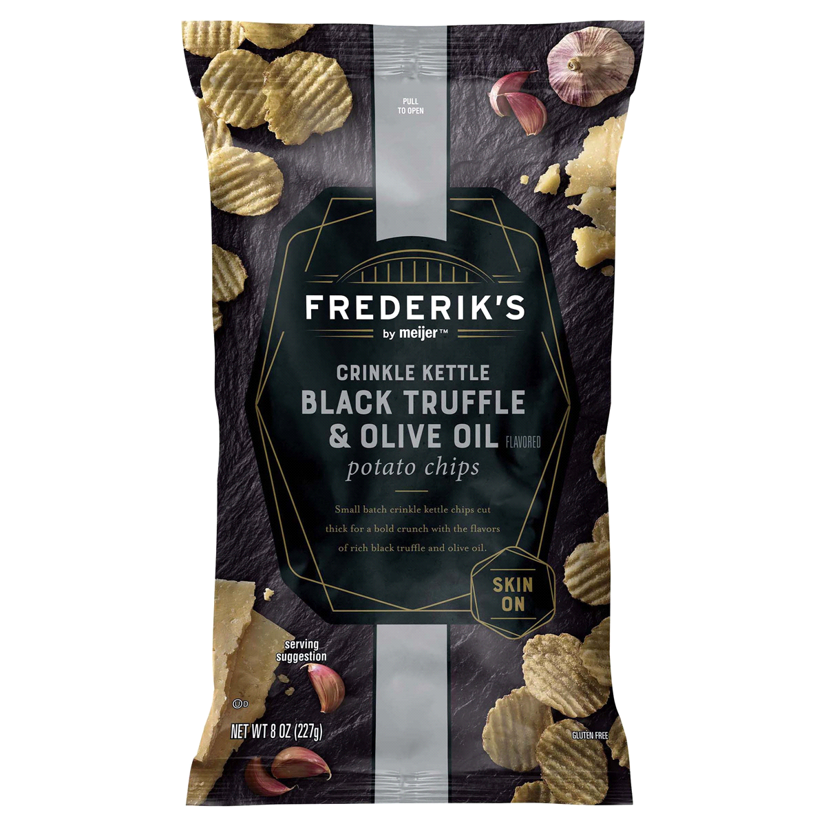 slide 1 of 1, Frederik's by Meijer Crinkle Kettle Chips Black Truffle & Olive Oil, 8 oz