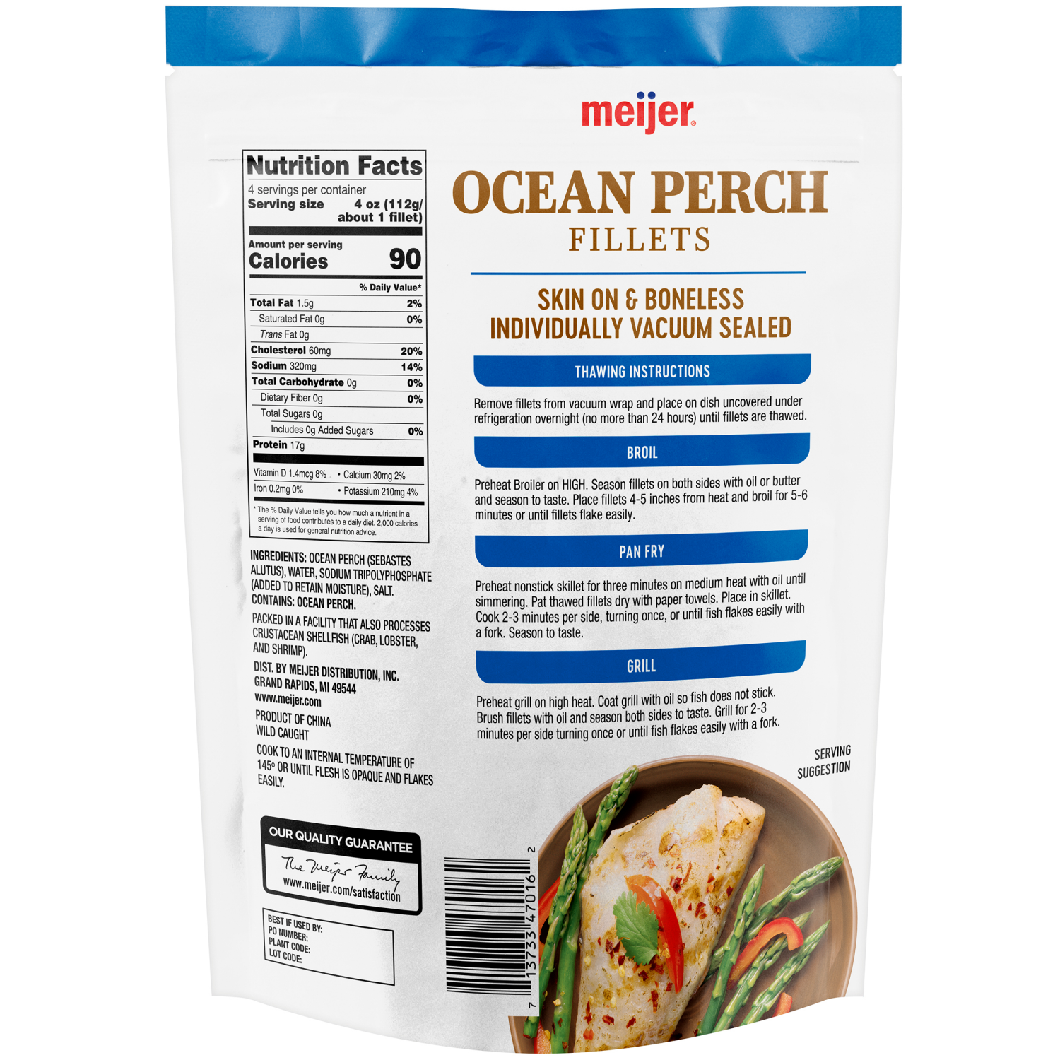slide 2 of 2, Meijer Ocean Perch Fillets, Skin-On, 1 lb, 1 lb