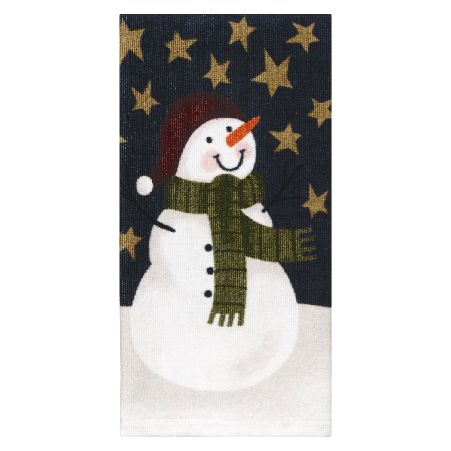 slide 1 of 2, December Home White Starry Snowman Digital Print Velour Kitchen Towel, 16 In X 25 In, 1 ct
