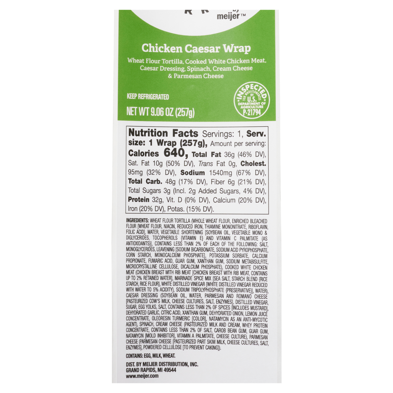 slide 2 of 3, Crafted Market by Meijer Chicken Caesar Wrap, 9 oz., 8 oz