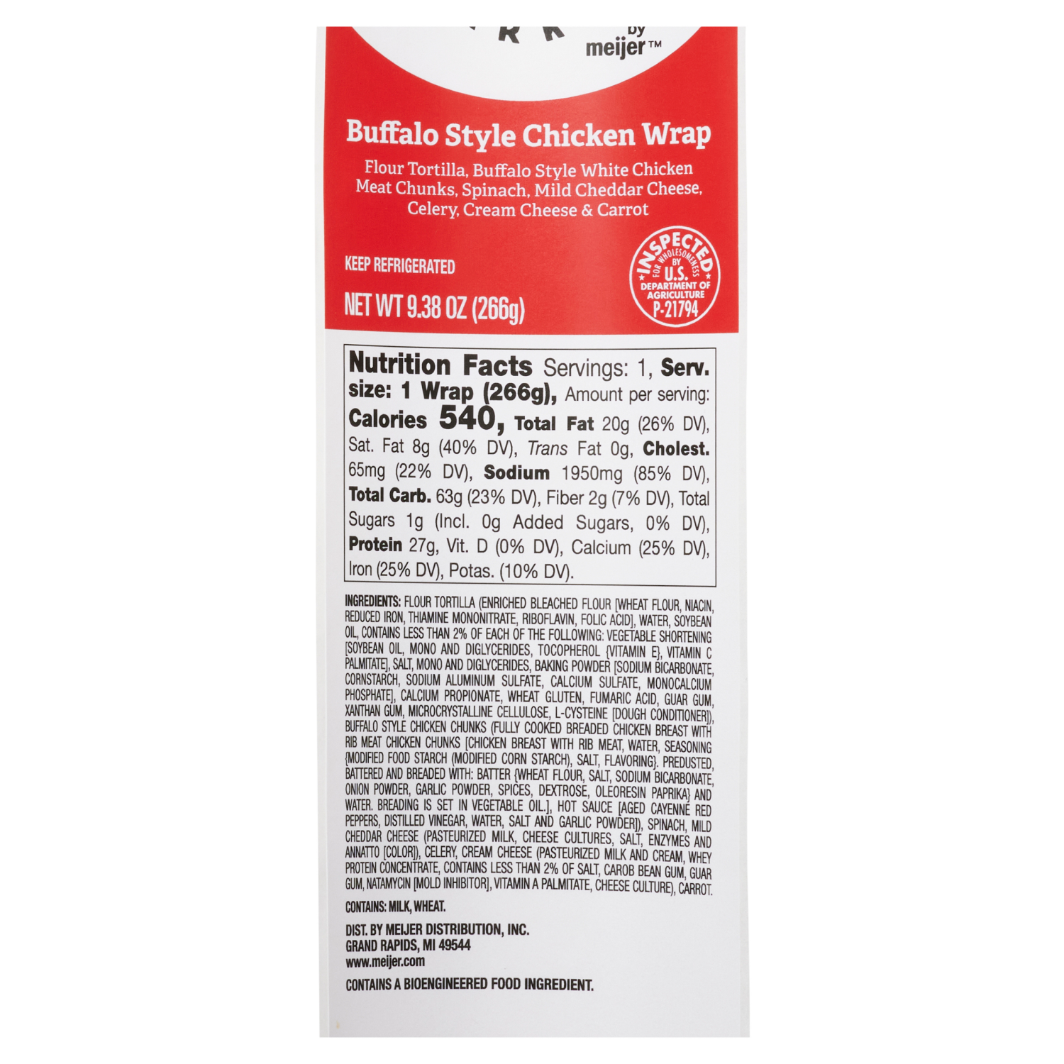 slide 2 of 3, Crafted Market by Meijer Buffalo Chicken Wrap 9.38 oz, 9.38 oz