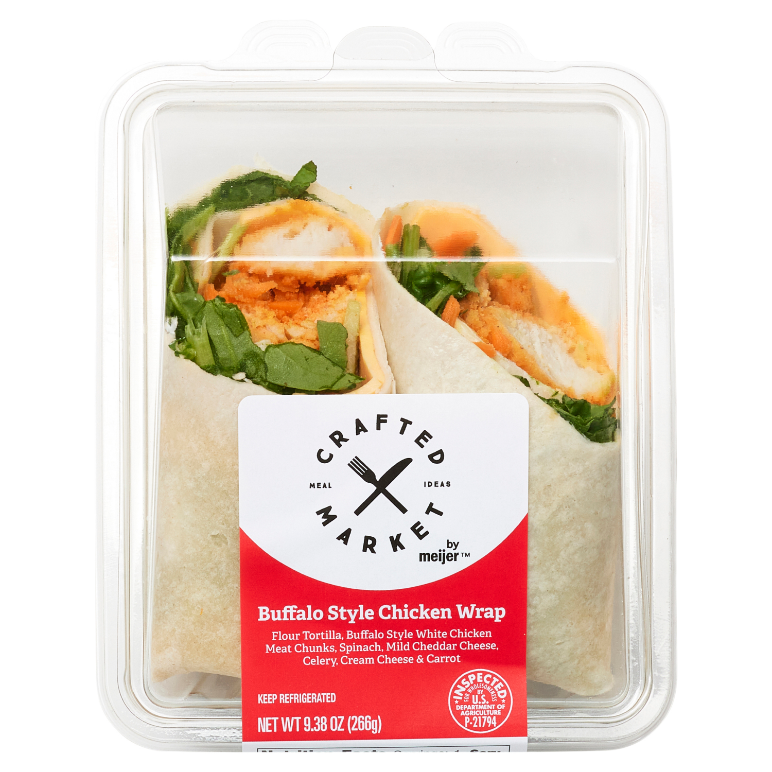 slide 1 of 3, Crafted Market by Meijer Buffalo Chicken Wrap 9.38 oz, 9.38 oz