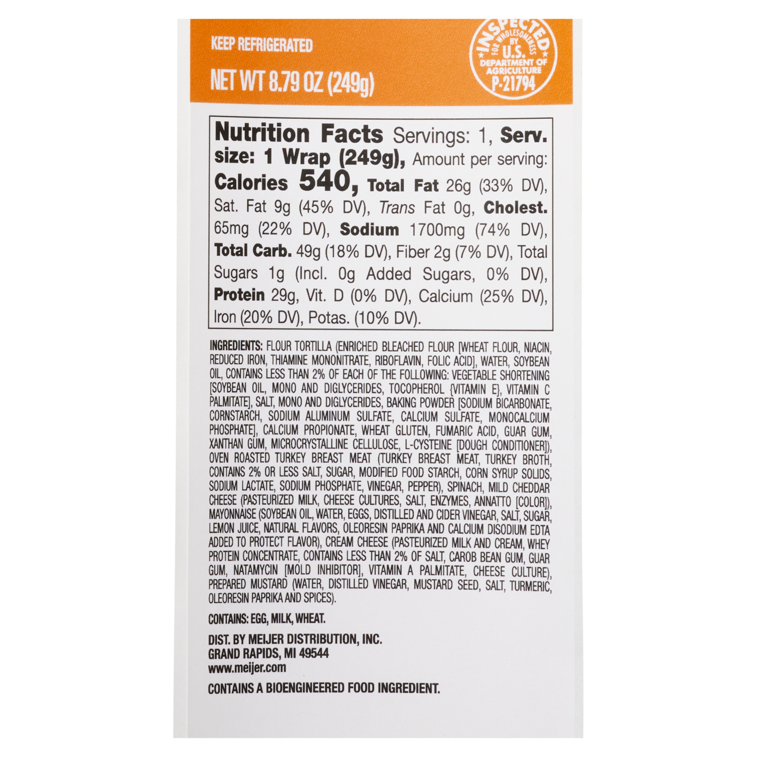 slide 2 of 3, Crafted Market by Meijer Turkey & Cheddar Wrap, 8.79 oz., 8.79 oz