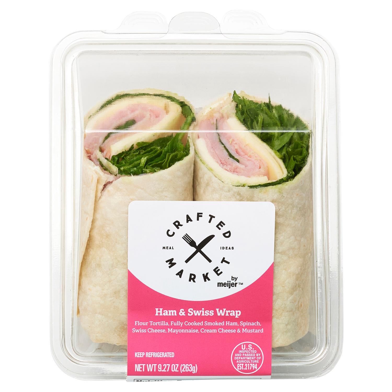 slide 1 of 3, Crafted Market By Meijer Ham And Swiss Wrap, 9.27 Oz, 9.27 oz