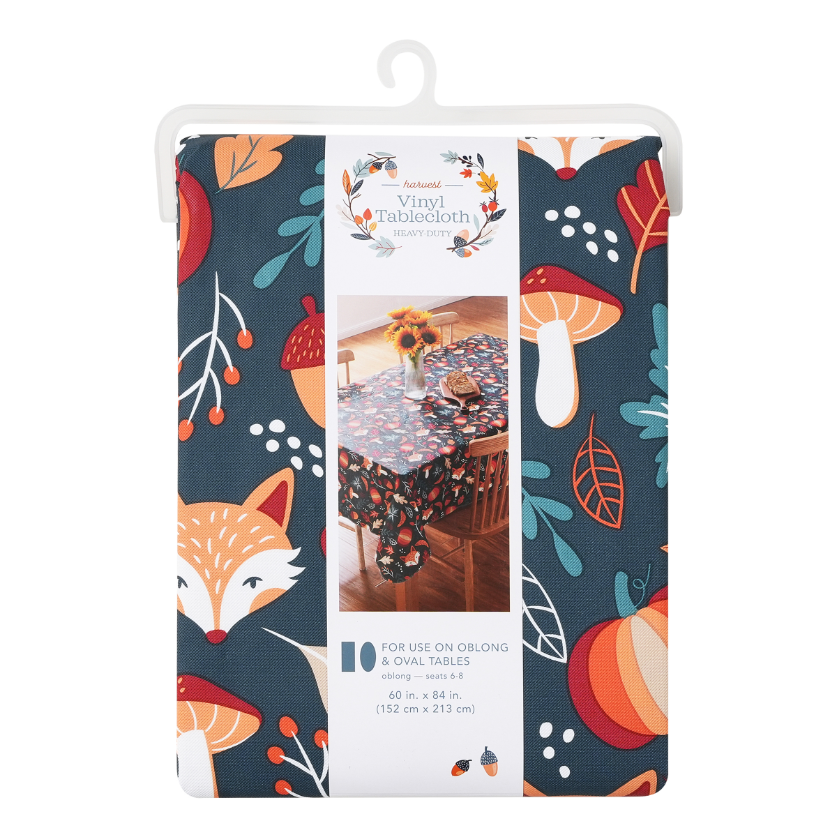 slide 4 of 4, Meijer Corporate Seasonal MCS Harvest Forest Fox Tablecloth, 60 in x 84 in, 60 inx84 in