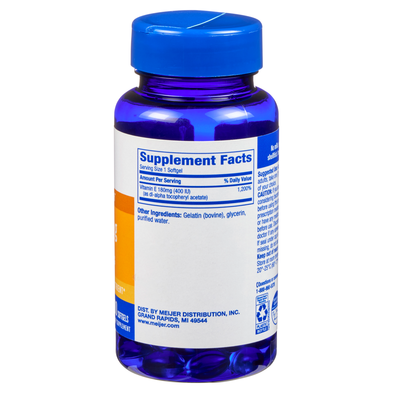 slide 3 of 3, Meijer Vitamin E (400 IU) Softgel, 100 ct