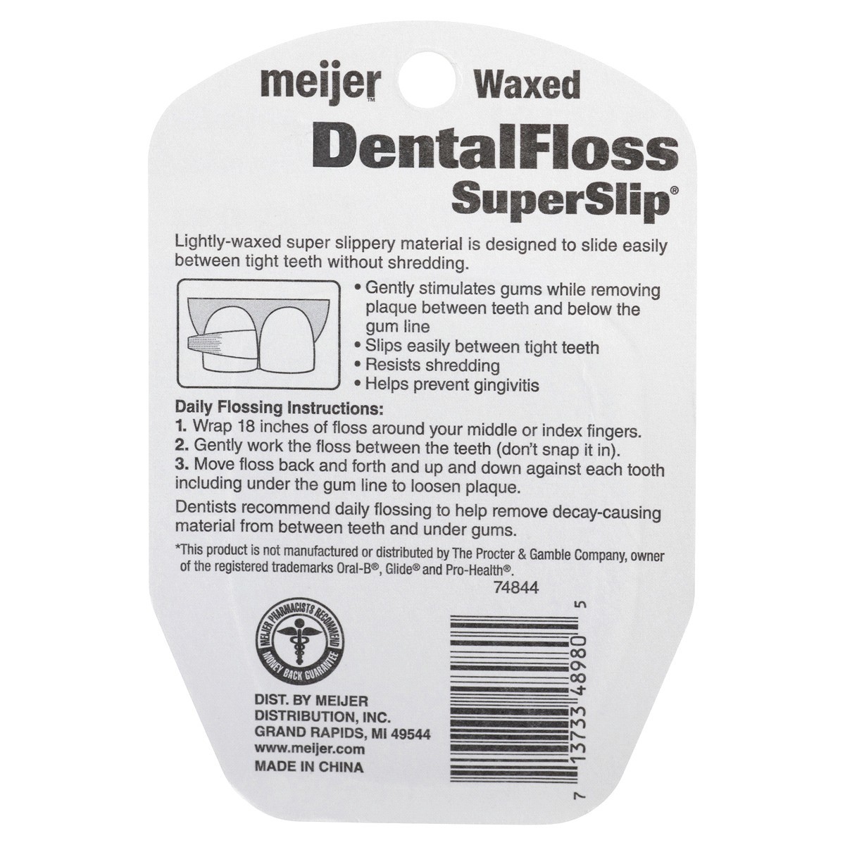 slide 2 of 2, Meijer SuperSlip Waxed Dental Floss, 54.7 yd, 54.7 yd