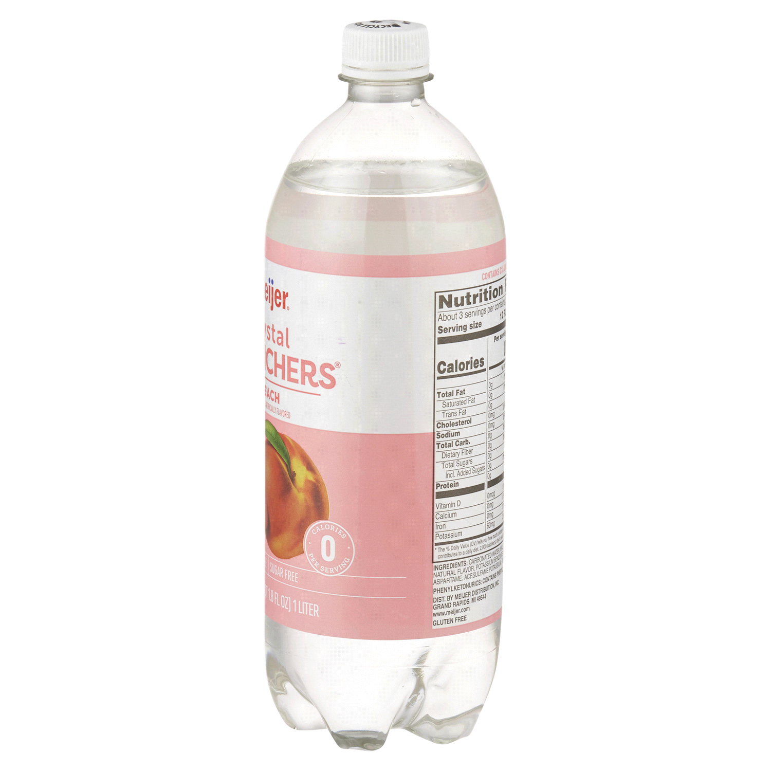 slide 4 of 5, Meijer Peach Crystal Quenchers- 1 liter, 1 liter
