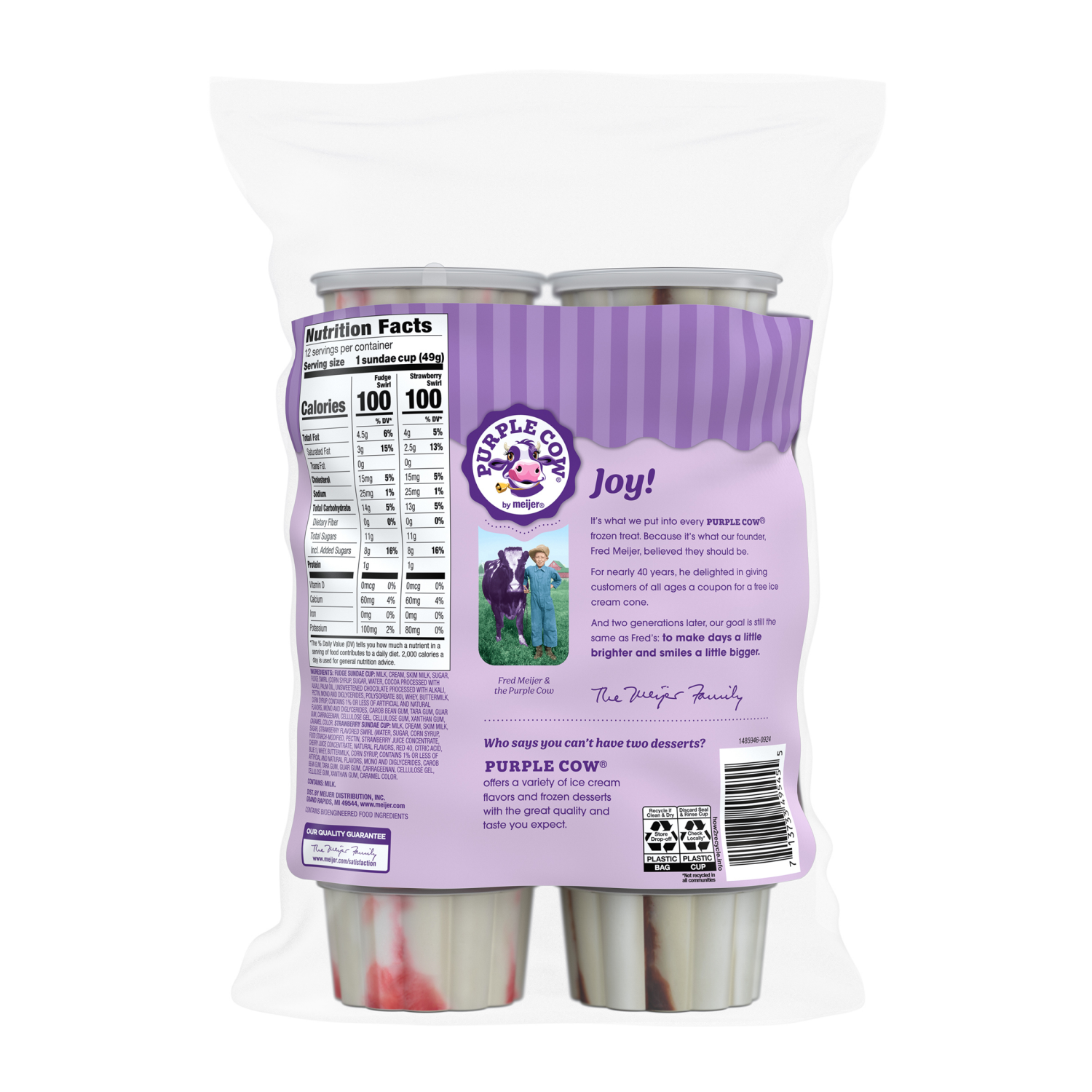 slide 2 of 2, Purple Cow Chocolate Swirl and Strawberry Swirl Sundae Cups, 12 ct