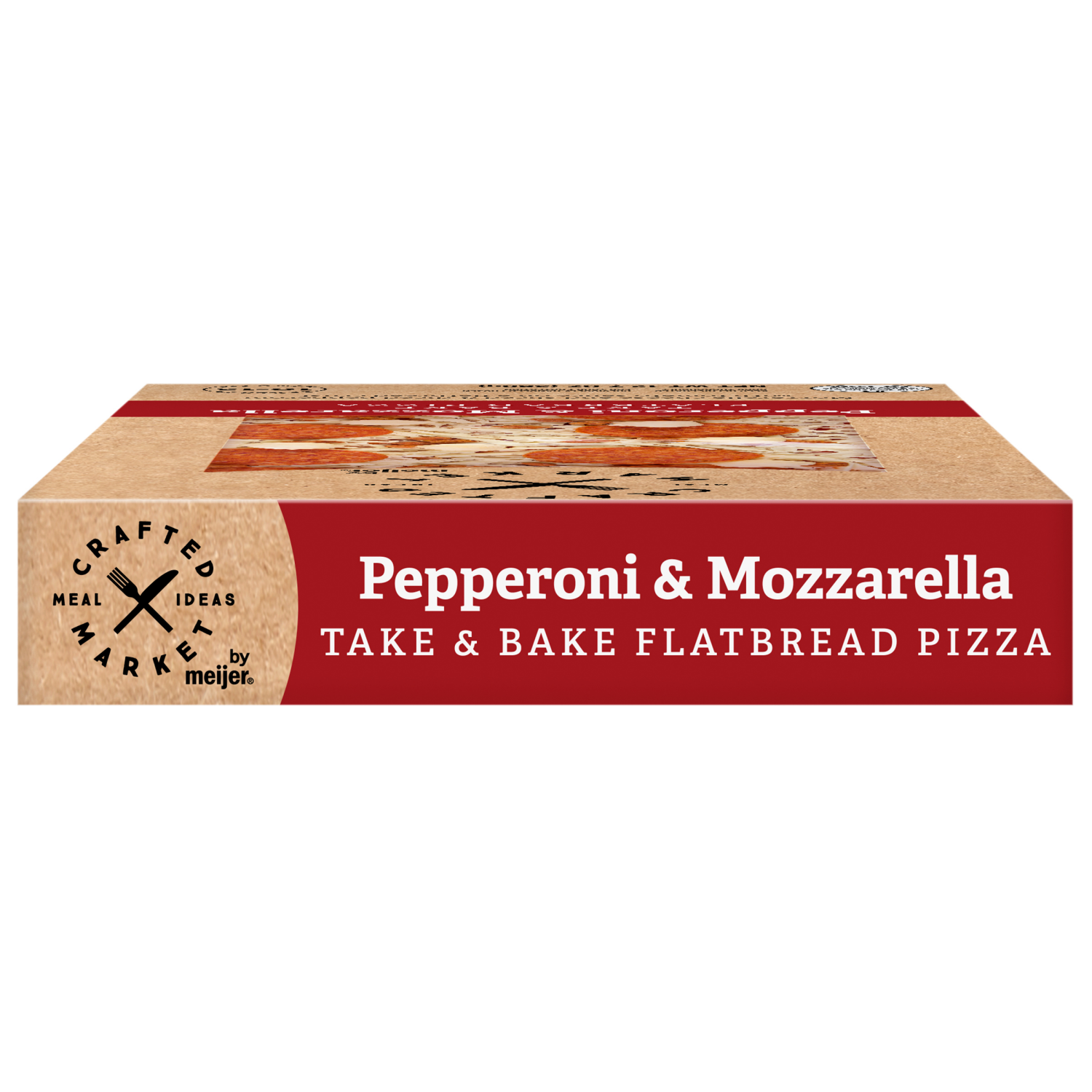 slide 5 of 5, Crafted Market by Meijer, Pepperoni & Mozzarella Flatbread Pizza, 12.7 oz, 12.7 oz